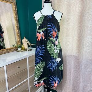 28 Palms Dress Resortwear Tropical Floral Linen Cotton Hawaiian